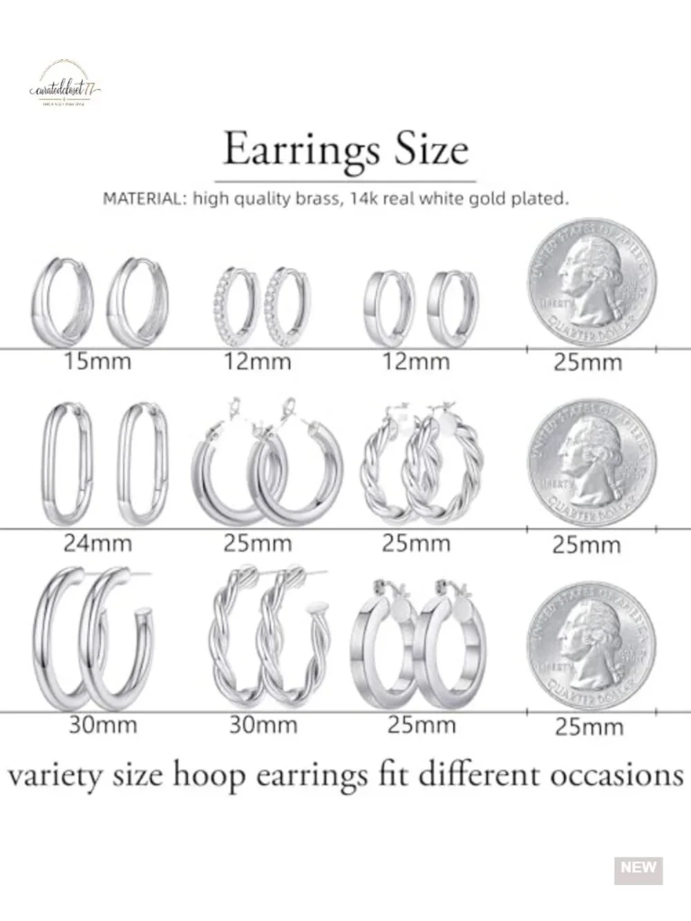 9 Pairs 14K Real Gold Plated Chunky Hoop Earrings Set for Women Hypoallergenic